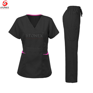 Ensembles de gommage médical unisexe de haute qualité Style solide et décontracté avec logo de marque personnalisé et tissu de jersey brodé Prix de gros - Product Image 6