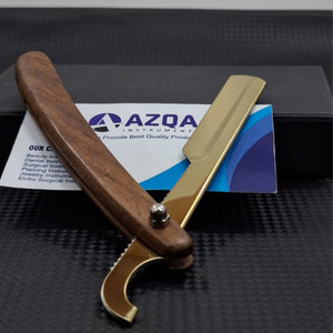 Rasoir droit turc en acier durable avec manche en bois, logo personnalisé, pour salon de coiffure - Product Image 3