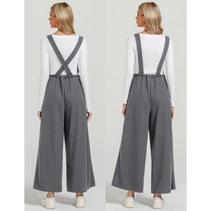 2025 femmes taille haute gaufré tricot formel Yoga combinaison coupe régulière confortable Long pantalon jambe large XS taille solide barboteuse - Product Image 4