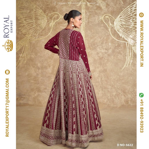 Lanzamiento exquisito diseñador Real Premium Chinon seda tamaño libre cosido colecciones de trajes fabricante por Royal Export en Surat - Product Image 6