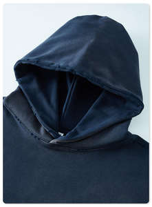 Sweat à capuche unisexe en molleton léger et écologique 100% coton, lavage à l'acide, logo personnalisé brodé, surdimensionné, devant long, automne - Product Image 6