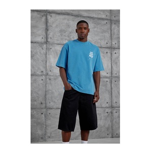 Polos oversize en coton 100% pour hommes, vêtements de fitness streetwear imprimés avec logo, t-shirts longs grande taille pour garçons - Product Image 3