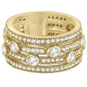 Vintage 14k Yellow Gold Women's <b>Toe</b> <b>Ring</b> with 1.85ct Pave-Set Diamonds & Bezel Band 11mm Width SI Clarity Fashionable Accessory - Product Image 3