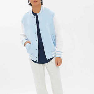 Veste de baseball personnalisée de haute qualité pour hommes, 100% polaire, impression de logo personnalisée, patchwork, veste brodée, streetwear, OEM - Product Image 4