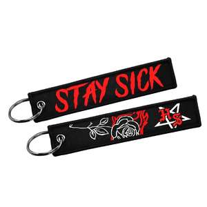 Porte-clés brodé personnalisé de haute qualité, étiquette de Jet, porte-clés de broderie de vol personnalisé, étiquette tissée - Product Image 5