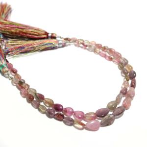 ลูกปัดทัวร์มาลีนเรียบธรรมชาติหลายลูกประมาณรูปไข่ 9 นิ้ว - Product Image 4