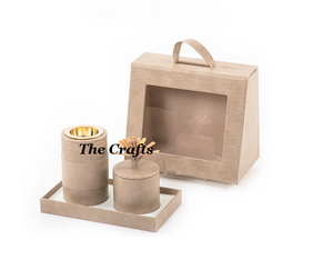 Advantageous Design <b>Oud</b> Burner Wooden And Leather Mabkhara <b>Bakhoor</b> Burner With <b>Oud</b> Box And Tray Beige Color Mubkhar - Product Image 1