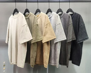 Personnalisé votre conception O cou goutte épaule à manches courtes poids lourd haute qualité lavé à l'acide t-shirts pour hommes - Product Image 3