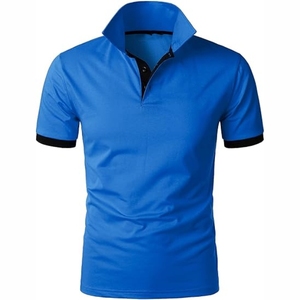Nouveauté T-shirts polo pour hommes, tissu tricoté respirant et ajusté, imprimé sur mesure, de couleur simple avec motif brodé - Product Image 5