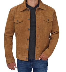 Blouson de moto d'hiver pour hommes personnalisé du fabricant en cuir brun pour temps froid - Product Image 4