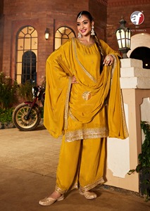 Hermoso corto Kurti con divisor y Dupatta Pure Chinon con bordado a mano pesado perfecto para festivales y celebraciones - Product Image 2