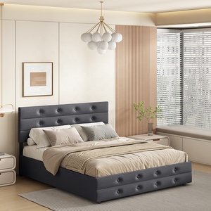 Willsoon Queen Size <strong>Bed</strong> <strong>with</strong> Adjustable Storage Drawers and Twin <strong>Trundle</strong> <strong>Wooden</strong> Upholstery Modern Design Bedroom Furniture - Product Image 5