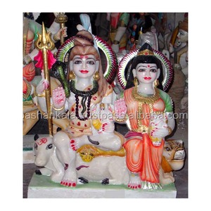 Statue Shiva Parvati en marbre blanc de basse qualité pour le culte et le Temple et les Statues de Parivar Shiv en marbre - Product Image 1
