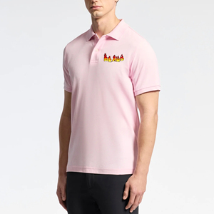 Vente en gros de polo 100% coton pour hommes logo brodé personnalisé tenue décontracté d'été couleur pinck solide Polo t-Shirt pour hommes - Product Image 1