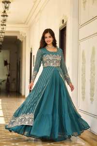 Beau choli indien et pakistanais traditionnel avec haussement d'épaules attaché et broderie lourde Lehenga pour mariages et fêtes - Product Image 2