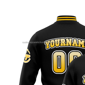 Vente en gros veste universitaire haut de gamme 100% manches en laine col montant broderie décoration avant Logo Placement respirant coupe-vent - Product Image 3