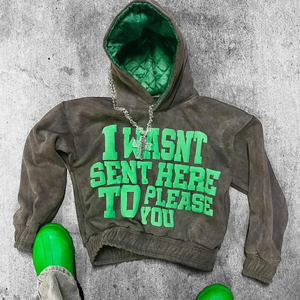 Sweat à capuche zippé personnalisé rembourrage lavage à l'acide vintage bouffée impression sweat à capuche surdimensionné poids lourd hommes boxy sweats à capuche et sweat-shirts - Product Image 3