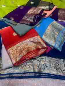 Georgette en viscose d'excellente qualité avec bordure en jacquard Saree Femme Fabricant et fournisseur de mode de Surat - Product Image 5