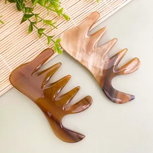 Handmade Large Classic Salon Hair <b>Comb</b> Full Carved Natural Buffalo Horn Thick Teeth <b>Heat</b> Resistant Custom-made Pocket <b>Comb</b> - Product Image 5