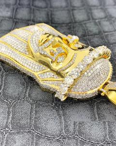 Lujo personalizado 925 plata esterlina Jesús colgante 14K chapado en oro princesa corte diamante simulado moissanita piedra estilo Hip Hop - Product Image 3