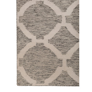 พรมขนสัตว์ทำมือ Indusbar สีเทาและสีดำ ลายทอเรียบ รูปทรงสี่เหลี่ยมผืนผ้า ลายเส้นและลวดลายนามธรรม สำหรับปูพื้นบ้าน-รุ่น Dwrm-103 - Product Image 4