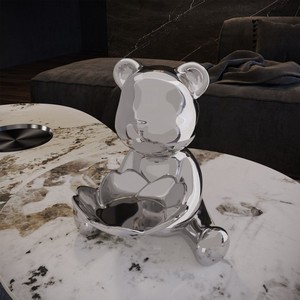 Bandeja Moderna de Cerámica Plateada Vale Teddy con Estampado Animal, Forma Irregular de 25 cm, Decoración para el Día de San Valentín - Product Image 3