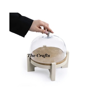 Wooden Chocolate Platter <b>Stand</b> Glass <b>Dome</b> Superior Quality <b>Cake</b> <b>Stand</b> With <b>Dome</b> Home Hotel Use Food Serving - Product Image 1