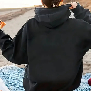 เสื้อฮู้ดผ้าเจอร์ซี่มีลายสำหรับสตรีทแวร์แขนยาวสำหรับฤดูหนาวพร้อมโลโก้ด้านหน้า - Product Image 2