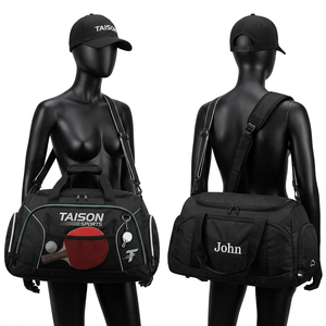 Bolsa de Tenis de Poliéster 1680D, 420 GSM, Panel de Contraste Blanco y Negro, Bordado Personalizado, Bolsa de Viaje - Product Image 1
