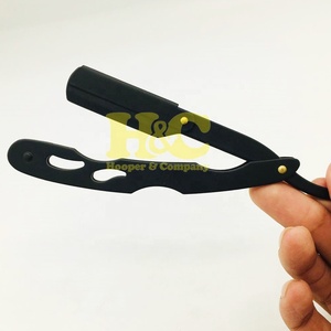 Navajas de Barbero Profesionales de Color Negro con Mango de Madera Completo, Cuchilla Intercambiable, Parte Superior de Acero Inoxidable, Se Acepta Logotipo Privado para Salón - Product Image 6