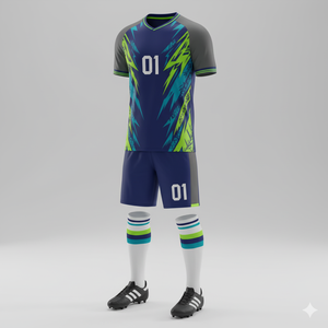 Ensemble de maillot de football personnalisé pour hommes, sublimation, durable, respirant, séchage rapide, col en V, manches courtes, polyester - Product Image 5