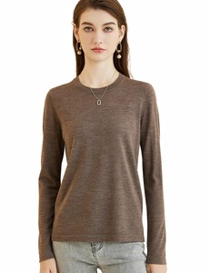 Camiseta de Mujer 100% Lana Merino, Moda Otoño Invierno, Cuello Redondo, Manga Larga, Tejido Suave, Capa Base - Product Image 1