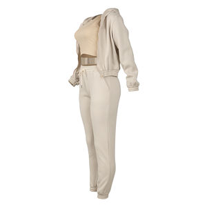 Conjunto Deportivo de Felpa para Mujer, Tallas Grandes, 100% Algodón, Transpirable, Diseño Sólido, para Deportes de Invierno, Venta al Por Mayor - Product Image 5