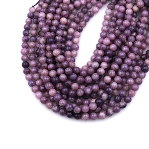 Collier en cristal naturel, perles de lépidolite lisses, pierre rouge polie, bijoux, brin lâche, grossiste en pierres précieuses pour la guérison - Product Image 4