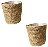 Pots et jardinières en jonc de mer tressés à la main, style floral, avec doublures en plastique
