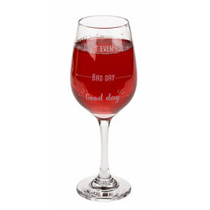 Hand Blown Good Day Bad Day Wine Glass Classic Design Borosilicate Glass and Metal <b>Drinkware</b> "Don't Even Ask" - Product Image 5