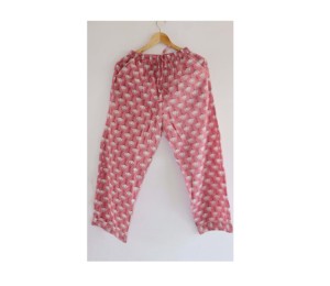 Pijamas Palazzos de algodón de alta calidad, pantalones con estampado de bloques a mano, ropa de descanso, elementos esenciales de verano - Product Image 1