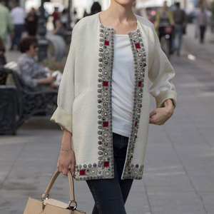 ELEGANT STYLISH JACKET ON VELVET FABRIC WITH EMBELLISH OF BEAUTIFUL CRYSTAL BEADS,PEARLS,GLASS STONE WORK FOR PARTY-WEAR @ 2022 - Product Image 1