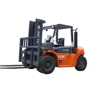 Yüksek kaliteli dizel forklift 5 ton 6 ton 7 ton dört tekerlekten çekiş güvenilir motor kaldırma 3m-7m ağır açık forklift