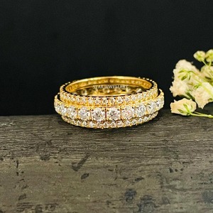 14K ทองเพชรแข็งนิรันดร์แหวนแต่งงานราชวงศ์ - Product Image 1