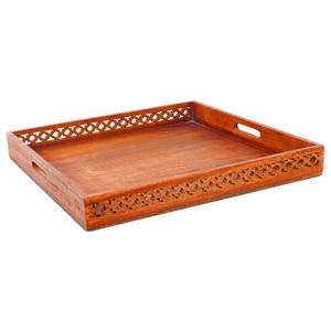 Bandeja de servicio de madera de diseño Vintage para decoración tradicional del hogar y mesa de comedor clásica con atractivo rústico único - Product Image 2