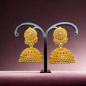 Factory Prices <b>Earrings</b> Set with 22CT Gold Plated Jhumka Style <b>Earrings</b> Jewelry for Women Wear by Indian Exporters - Product Image 1