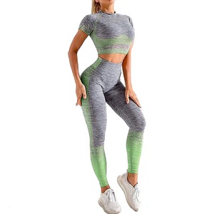 2025 women sublimation Yoga Set Sexy Half Sleeved <b>Crop</b> Top & <b>Legging</b> Gym Athletic Clothing Fitness activewear two piece set - Product Image 1