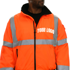 Hot Selling <b>Reflective</b> <b>Safety</b> <b>Clothing</b> Insulated Men's Winter Waterproof Work Wear Hi Vis Button Jacket - Product Image 3