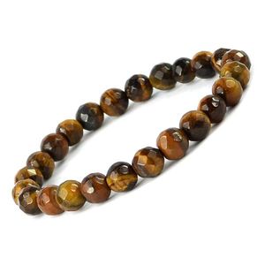 Pulsera de cuentas facetadas de ojo de tigre natural de 8 mm para la confianza, el coraje, la concentración y la energía positiva - Product Image 2