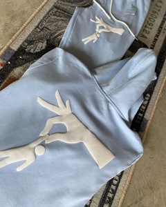 Custom Puff Printing Logo Hoodies Long <b>Sleeve</b> Tracksuit for Men Eco-Friendly Cotton Pullover Sportswear Plus Size Two Pics Set - Product Image 5