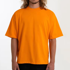 Camiseta de Corte Cuadrado con Logotipo Personalizado para Hombre, Algodón Grueso, Talla Grande, Lisa, con Cuello Redondo, Estilo Urbano, Hombros Caídos - Product Image 1