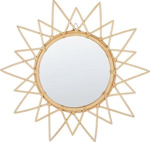 Espejo redondo decorativo de ratán en forma de Sol para el hogar Espejo de pared de ratán Pared Natural Mimbre seguro Decoraciones para el hogar de lujo - Product Image 1