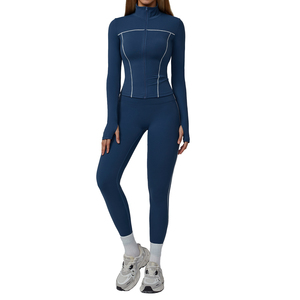 ชุดโยคะแบบซิปสีรัดรูปชุดฟิตเนสโยคะชุดเล่นกีฬาวิ่งลำลอง - Product Image 5