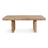 Fait à la main avec bois de manguier massif en finition naturelle dalle pieds de salle à manger Hollo Table à manger de salle à manger rétro et industrielle